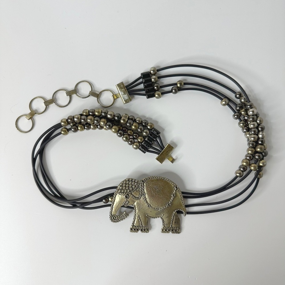 Vintage Gold Tone Elephant Fashion Belt Beaded Multi Strand Adjustable Boho